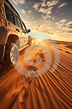 Off-road driving fast in the desert bashing sand dunes