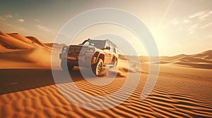 Off-road driving fast in the desert bashing sand dunes