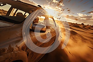 Off-road driving fast in the desert bashing sand dunes