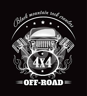 Off-road extreme car or auto driver club vector poster