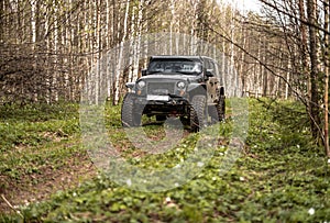 Off-road extreme expedition on black jeep wrangler