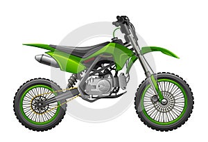 Off-road green motorcycle