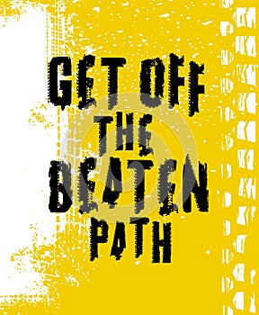 Off-Road hand drawn grunge lettering. Off the beaten path. photo