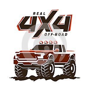 Off-road monster truck pickup illustration