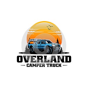 off road pick up camper truck logo vector