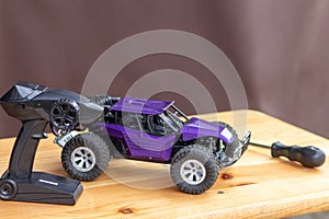 Off road rc car with remote control and battery ready to race in competition and tournaments in radio controlled challenges