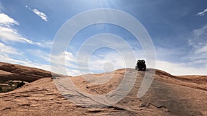Off road recreation ATV Moab desert steep rocks drive 4K