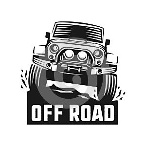 Off road suv car monochrome template for labels, emblems, badges or logos