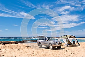 Off-road vehicle on a beach