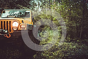 Off-Road Vehicle Driving Through a Muddy Forest