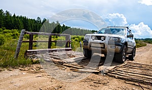 Off-road vehicle on the gravel road