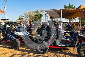 Off road vehicles at desert safari  Dubai  UAE