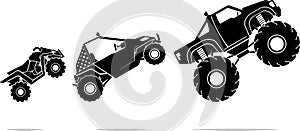 Off Road Vehicles, Mid Air Illustration