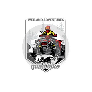 Off-Road wetland adventures with Quad bike, isolated background