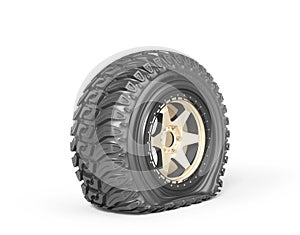 Off road wheel puncture on a white background.