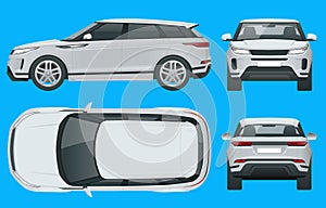 Off-road write car Modern VIP transport. Compact crossover, SUV, 5-door station wagon car. Offroad truck template vector