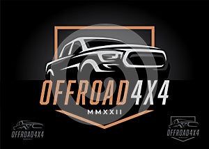 Off road 4x4 pickup truck utility vehicle logo icon photo