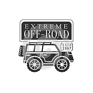 Off-Roader Extreme Club And Rental Black And White Promo Label Design Template