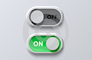 On off switch button ui isolated white background. Vector