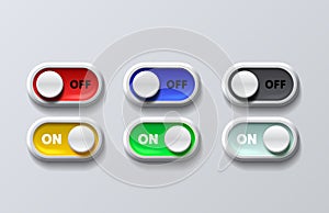 On off switch button ui isolated white background. Vector