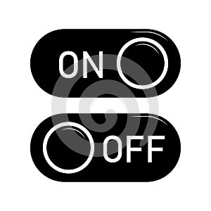 on and off switch buttons, black vector toggle icons