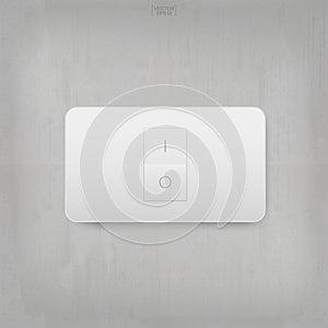 `On` and `Off` switch. Light switch on gray concrete wall texture background.