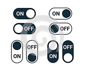 On off switch slide button, icon toggle control. Graphic touch navigation interface. Vector sign