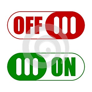 On off switches on a white background. Red and green switch. Isolated vector illustration