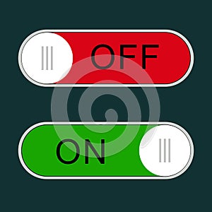 On and off toggle switch button icon set.