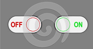 On and Off toggle switch buttons. Material design switch buttons set
