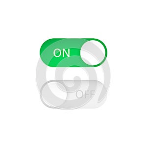 On and Off toggle switch buttons. Switch on or off. Vector illustration