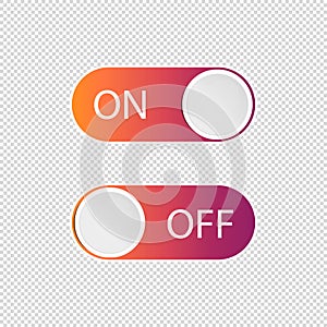 On Off Toggle Switch Buttons - Vector Illustration - Isolated On Transparent Background