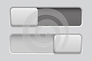 On and Off toggle switch slider buttons. Rectangle icons