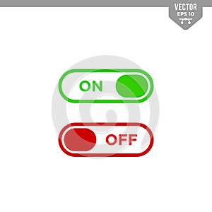 On and Off toggle switch. Slider type button icon