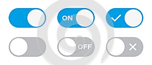 On and Off toggle vector switch buttons. Switch toggle buttons ON OFF