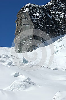 Off trail skiing on the Mt Blanc