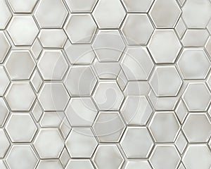 White Hexagonal Tiles Seamless Geometric Pattern.