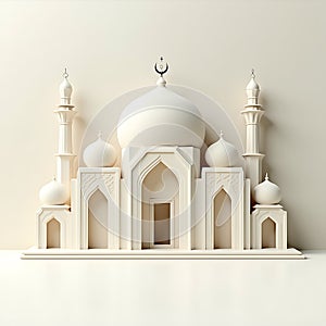 Off White Islamic Architecture 3d Element