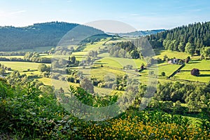 Offa dyke path, between Wales and England, a landscape with hills mountains and green photo