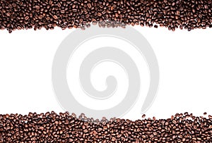 ÃÂ¡offee beans stripes isolated in white background with copy space for text. Can be used by designers and advertisers photo