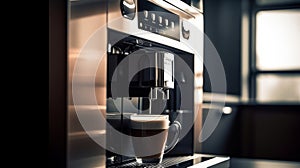 ?offee maker makes coffee on a beautiful modern. Generative AI