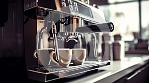 ?offee maker makes coffee on a beautiful modern. Generative AI