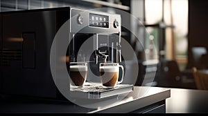 ?offee maker makes coffee on a beautiful modern. Generative AI