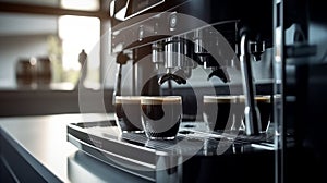 ?offee maker makes coffee on a beautiful modern. Generative AI