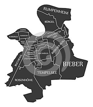 Offenbach City Map Germany DE labelled black illustration photo