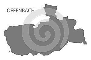 Offenbach grey county map of Hessen Germany photo