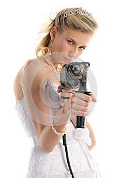 Offended bride with drill