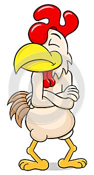 Offended cartoon chicken with crossed arms