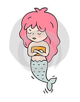 Offended mermaid, arms folded.