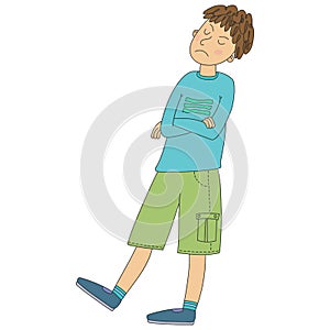 Offended teenager boy vector illustration